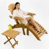 Buy Adirondack Garden long Chair + Footrest + Table Wood Outdoor Furniture Set - Anela Red 60010 at MyFaktory
